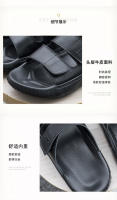 Nueva ropa exterior sandalias de una palabra Velcro zapatos de playa de cuero de suela blanda con suela plana hombres - details 5
