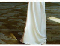 Elegante Vestido de Novia de Sátin Blanco Ajuste Delgado, Cola de Pescado, Temperamento de Lujo Ligero Moda de Mujer - details 14