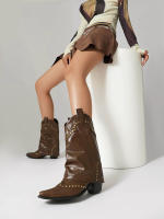 Nuevas botas occidentales retro, botas cortas, zapatos de mujer de gran tamaño, pantalones remachados, botas de mujer - details 3