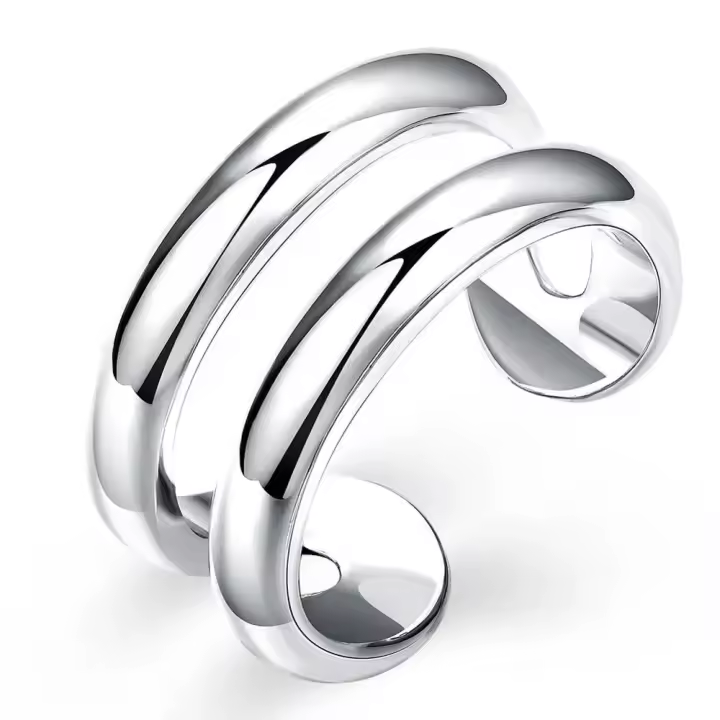 Anillo de plata de ley para mujer, joyería de doble línea, elegante, vintage, regalo de fiesta - 1