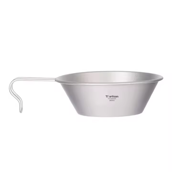 Tiartisan - Sierra de titanio para camping 260ml, con mango fijo, picnic al aire libre, portátil ultraligero y ensaladera, comida - 1