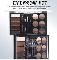 Juego de polvos para cejas, 12 colores de polvo para cejas, 4 plantillas para cejas, pincel y lápiz para cejas, voluminizador de gel - details 0