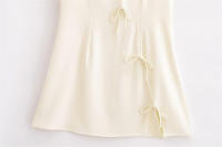OUWU- Vestido de cuello redondo con lazo y pechera para mujer con decoración de cremallera para primavera y verano, nueva ropa informal para mujer - details 3