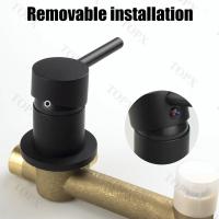 Grifo de Baño TOPX Montado en la Pared Mate Negro con Fregadero Integrado de Bronce Control Dual de Agua Caliente y Fría - details 3
