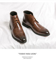 Nuevas botas cortas con cordones, botines derby de punta, informales de negocios, zapatos de cuero de color sólido británico. - details 10