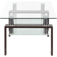 Mesa Moderna de Centro con Tapa de Cristal Transparente y Base de Metal Negro (100x60 cm) - details 25