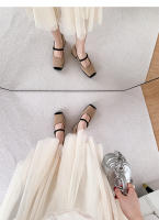 Zapatos Mary Jane franceses de punta cuadrada, individuales, boca ligera, tacón grueso, para mujer, combinación de colores. - details 25