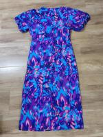 2025 Vestido de verano para mujer, azul, estampado, cuello en V, ceñido, ceñido a la cadera, manga corta - details 25
