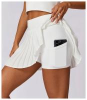 Moda chica gimnasio correr falda plisada falda de tenis de Golf con bolsillo mujeres deportes cintura alta falda de Yoga pantalones cortos faldas deportivas - details 4