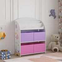 Estantería para Niños de 3 Niveles y 4 Cajas Diseño de Dinosaurio Verde/Amarillo - details 5