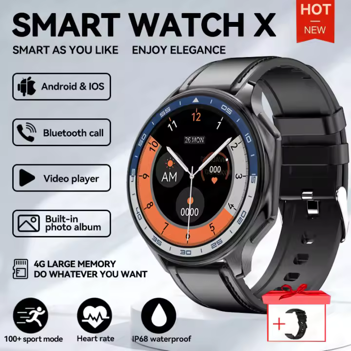 2024 Nuevo Reloj de Negocios de Alta Gama 4G Álbum de Memoria Grande Reloj Inteligente para Llamada Bluetooth, Hombres, Deportes, Fitness, Pulsera Impermeable de Moda para Mujeres, Visión Envolvente 3D, Vídeo MP4,Grabadora de Voz Inteligente,Para OPPO - 1
