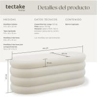 Taburete Almacenaje Bouclé, Carga: 120 kg, MDF, Puff Almacenaje, Taburete Dormitorio, Reposapies Puff, Zapatero Entrada Recibidor, Asiento Acolchado, Ideal Salón Hogar - 42 x 47 cm Crema - details 9
