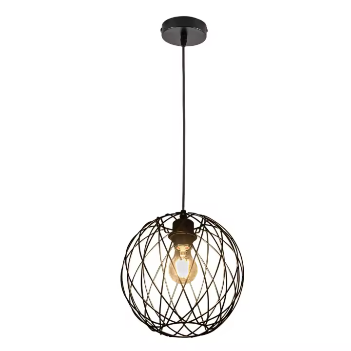 CBJKTX Lámpara colgante redonda negra - Lámpara colgante vintage E27 Lámpara colgante retro industrial Lámpara de mesa - 1
