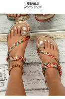 Sandalias de cuña bohemias con cuentas de madera y diamantes de imitación, cómodas y de talla grande para mujer, nueva moda 2025 - details 7