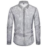 Camisa à manches longues évidée pour hommes, camisas de performance de personnalité, camisas de danse en boîte de nuit pour hommes, diseño de modo, nouveau - details 13