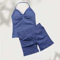 Conjunto de Yoga sin Costuras para Mujer Tanga Largas con Cordones Ropa de Gimnasio de Verano - details 16