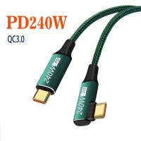 Línea de carga de un solo cabezal de 240w, carga rápida, ángulo de 90 grados, Cable de carga macho a macho, Cable USB C, Cable de datos - details 4