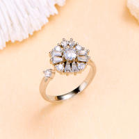 Anillo giratorio de flor de molino de viento con copos de nieve de circonio de cristal a la moda para mujeres y niñas, joyería para fiesta, regalo antiestrés - details 47