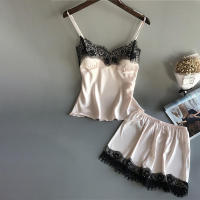 Conjunto de Pijama de Verano 2024 para Mujeres Sexy Escote en V Cómodo y Transpirable con Shorts de Suspensores - details 6
