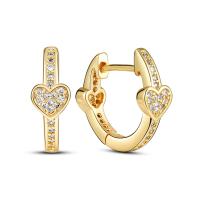 Pendientes de aro para mujer, pendientes de aro de corazón pavimentado de Plata de Ley 925 para mujer, pendientes, regalos de joyería - details 6