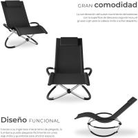 Tumbona Plegable con Balancín Tumbona de Playa Ergonómica Tumbona de Piscina de Acero y Textileno - details 11