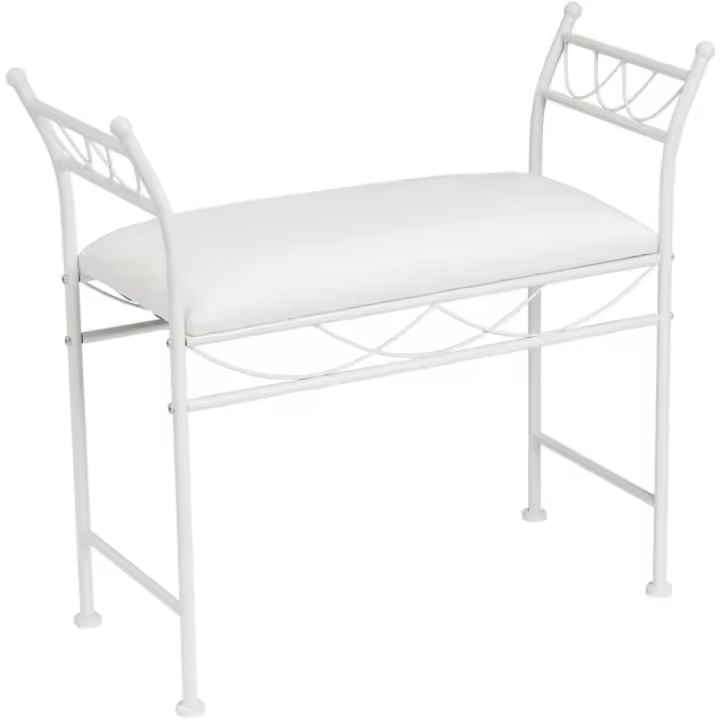 Banqueta Dormitorio Classic de Metal Blanco y Tela de algodón de 74 cm - 1