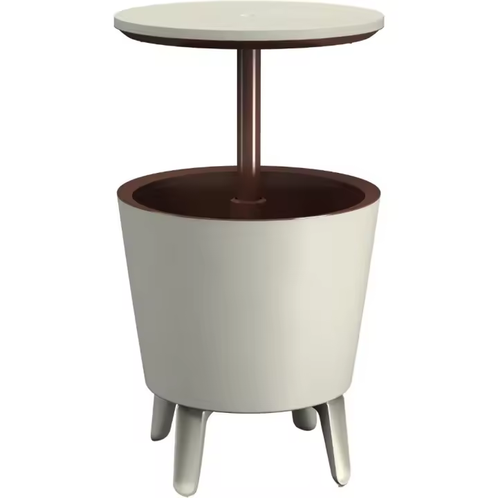 Mesa Nevera para jardín 50 x 41 x 50 cm Color Blanco y marrón Normal - 1