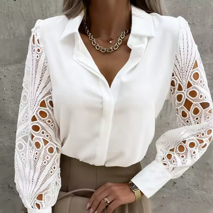 Blusa Coloody nueva 2025 con cuello en V para mujer, camisa de manga corta, túnica de color sólido - 1