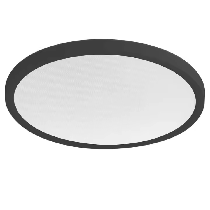 CBJKTX Lámpara de techo LED baño Ø30cm lámpara de baño placa rombo negro plano lámpara de baño redonda protección ocular 24W - 1