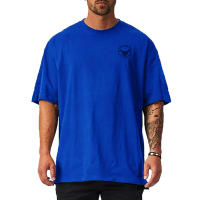 New Fashion Short Sleeves Oversized O Neck Solid T-shirt Men's Cotton Summer Casual Fitness Gym Clothing Tees Shirt - details 4
