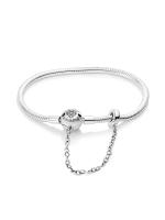 Pulsera de plata de ley 925 con forma de corazón y mariposa para mujer, brazalete de cadena de seguridad, compatible con abalorios originales, joyería - details 0