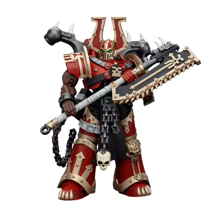 JOYTOY 1/18 figura de acción 40K World Eaters Khorne Berzerker con evisensor Chainaxe Anime modelo militar - 1