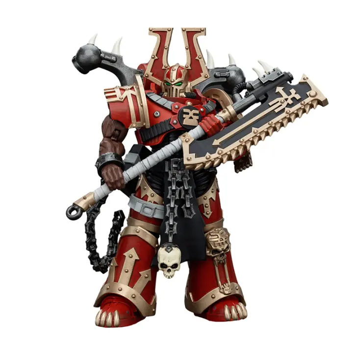 JOYTOY 1/18 figura de acción 40K World Eaters Khorne Berzerker con evisensor Chainaxe Anime modelo militar - 1