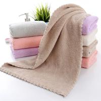 Toalla Veet de Coral liso, toallas faciales de baño suaves absorbentes de alta microfibra engrosadas, 35x75cm - details 0