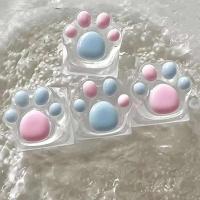 1/4 Pcs Cute Translucent Cat Paw Keycap Resin Pink Blue nical Keyboard Key Cap Cross  Cartoon ESC WASD Keycaps - details 1