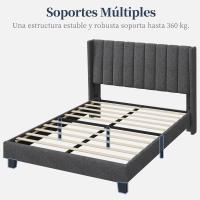 Cama Doble Tapizada 140 x 200cm Estructura de Madera y Metal Moderno Ideal para Adultos 2 Personas - details 45