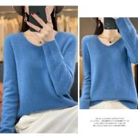 2024 100% Merino pura lana con cuello en V Otoño e Invierno suéter nuevo suéter de cachemira de las mujeres Casual de punto Top DMR201 - details 36