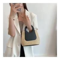 Bolso de paja de retales de Color Vintage, bolso tejido a mano de gran capacidad, bolso de hombro Simple de moda - details 7