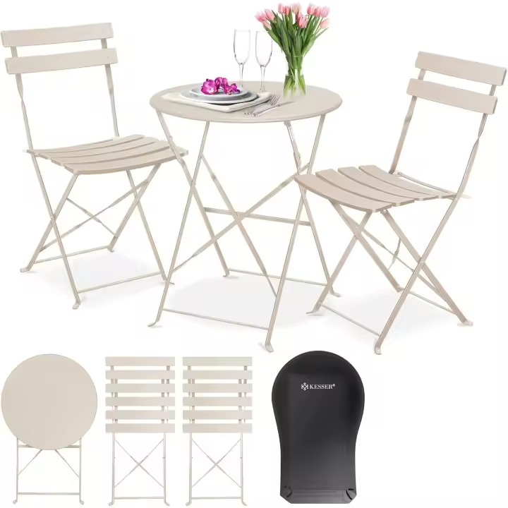 3 Piezas con 2 sillas Plegables, Juego de Muebles de balcón, Muebles de jardín, Muebles de jardín, Muebles de jardín, Muebles de jardín, Mesa de Metal - 1
