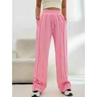 Pantalones deportivos de pierna ancha para mujer con cintura, pantalones rectos grises para, elástico cómodo - details 8