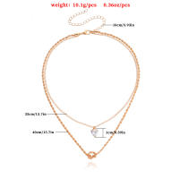 Collar con colgante de circonita y corazón de melocotón de doble capa para mujer, joyería con temperamento, cadena de giro Simple - details 0