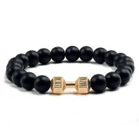 Brazalete Vintage para hombre, colgante con mancuerna de cuentas de piedra Natural, pulsera de hilo elástico para regalo de amigo, superventas - details 8