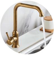 ELLEN grifo de bronce antiguo mezclador de agua fría y caliente grúa montada en cubierta grifo de fregadero de cocina de un solo orificio rotación 360 EL908 - details 3
