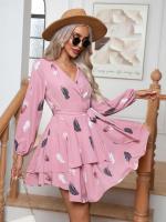 Vestido corto de manga larga con cordones para mujer, minivestido Vintage elástico, elegante y bonito, de lujo, promoción - details 15