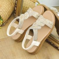 Estilo de suela suave al aire libre para mujer, novedad de verano, sandalias elásticas con diamantes de imitación - details 3
