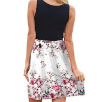 Vestido de verano sin mangas con cuello redondo y estampado Digital para mujer - details 19