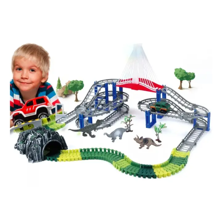Pista de Carreras, Juguetes para Niños, 2 Coches, Sonido Y Luz, 167 piezas - 1