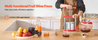 SucceBuy Prensa Manual de Frutas de 0,44 Gal/1,65 L, Barriles Dobles de Acero Inoxidable, Extractor de Jugo para Sidra, Manzana, Uva, Miel - details 0
