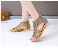 Sandalias planas romanas para mujer, zapatos de playa con diamantes de imitación, talla grande, color negro y dorado, 42, 41, 40, 39 - details 3