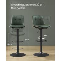 Juego de 2 Taburetes de Bar Sillas Altas Giratorias Regulables en Altura Acolchado PU - details 15